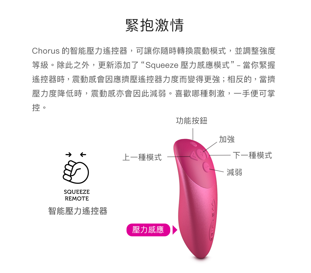 we-vibe Chorus 藍牙雙人共震器 智能壓力遙控器說明