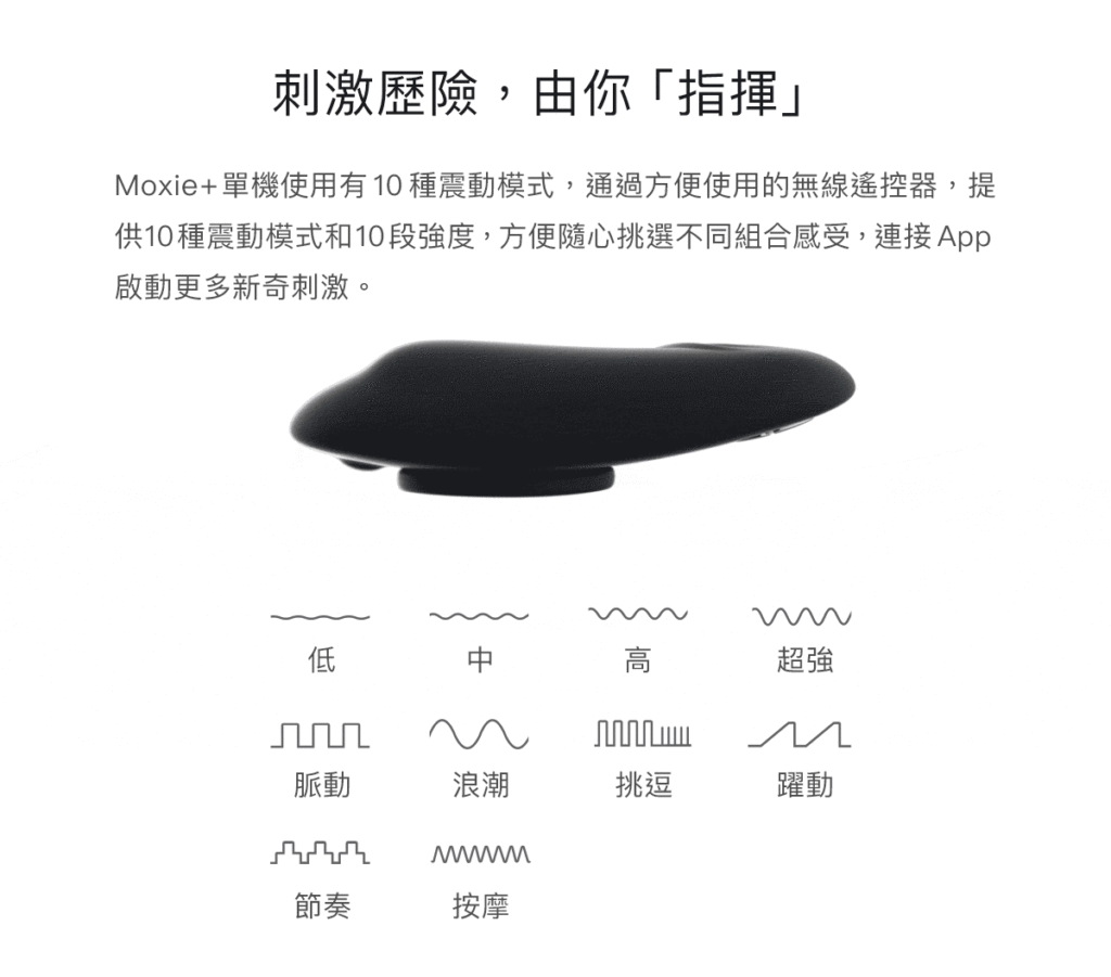 We-Vibe Moxie+ 藍牙佩戴式陰蒂震動器 震動模式說明